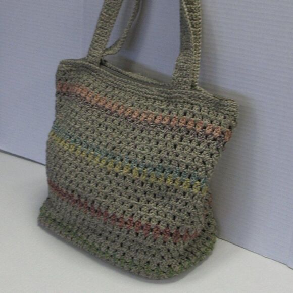 THE SAK Riviera Hand Crocheted Lined Striped Boho Hippie Tote Bag Style # 107705 - Picture 1 of 7
